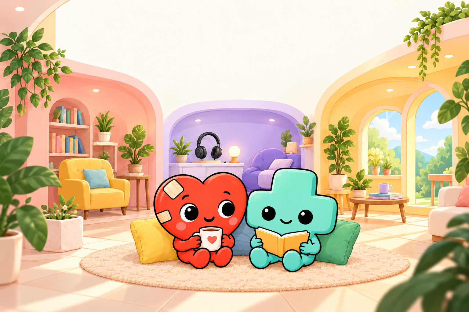 Heart and Plus sitting together in the Emotional Support Club