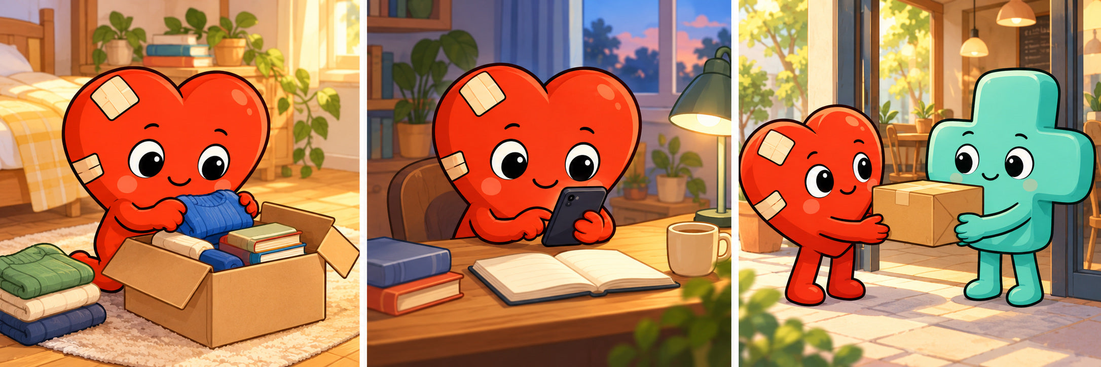 Heart and Plus thinking through different choices before contact