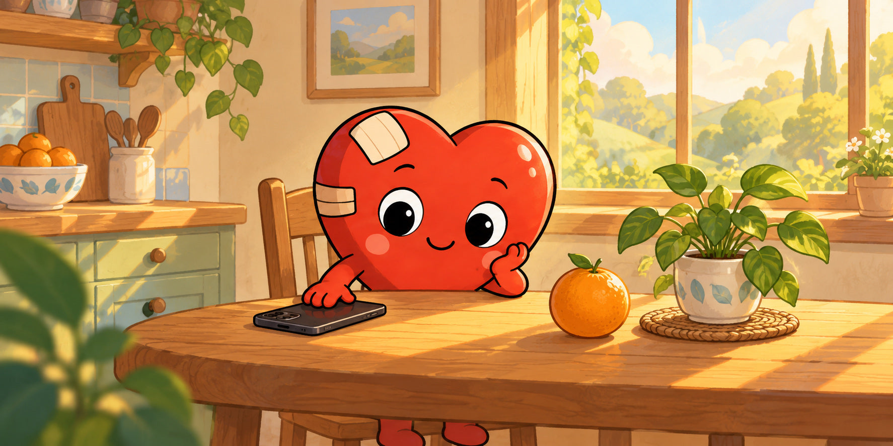 Heart pausing before reaching for a phone